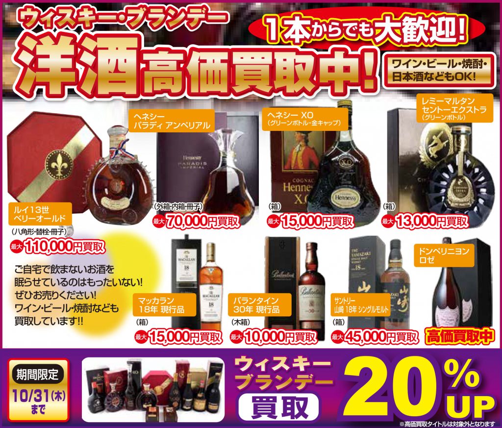 洋酒買取20%アップキャンペーン