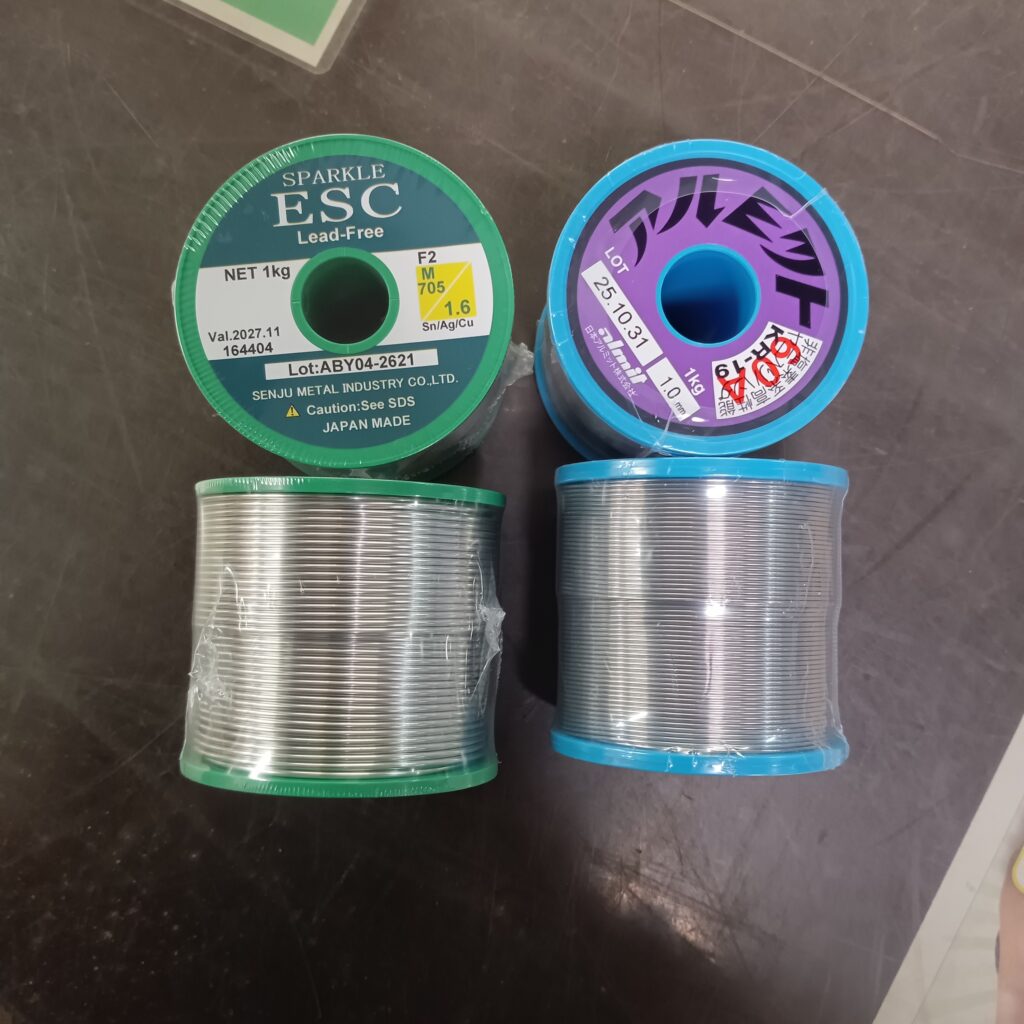 日本アルミット 鉛入りやに入りはんだとスパークルESC 鉛フリーはんだお売りいただきました。